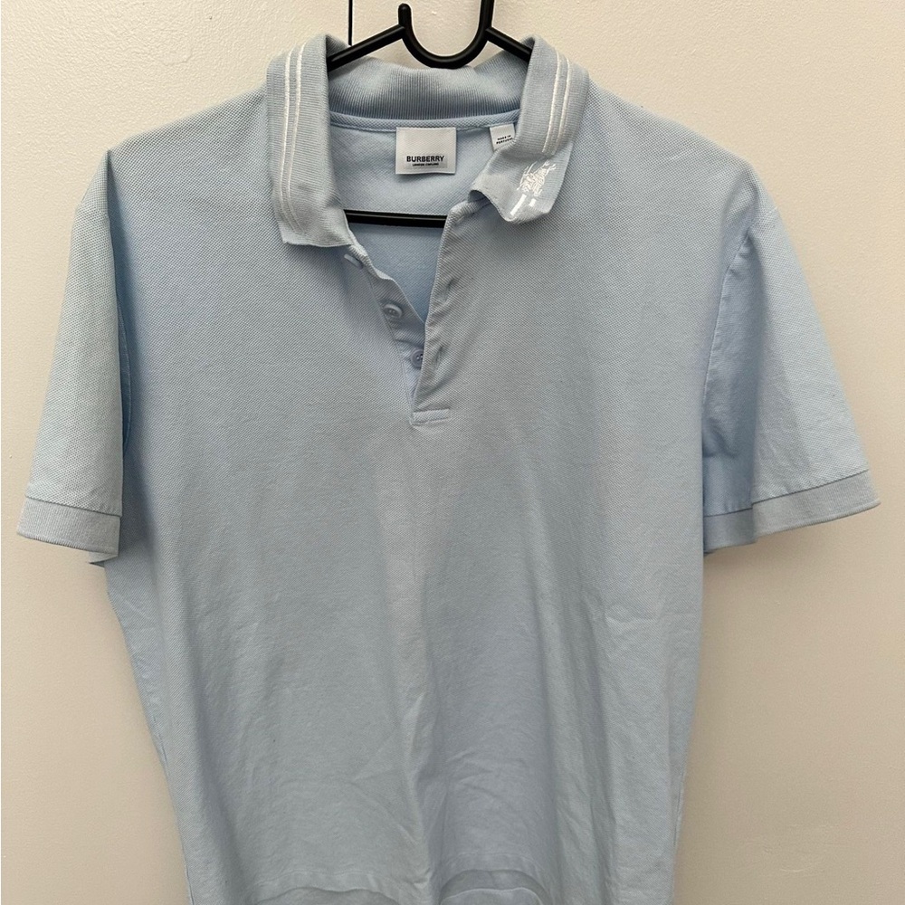 Burberry cotton piqué Light Blue polo shirt Size Small